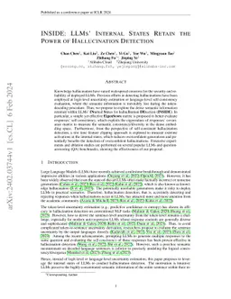 INSIDE: LLMs' Internal States Retain the Power of Hallucination
  Detection