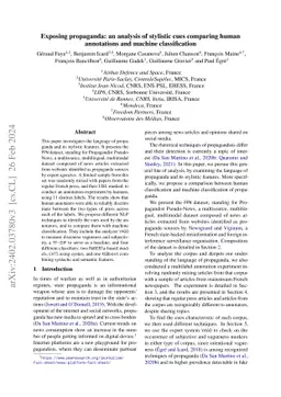 Exposing propaganda: an analysis of stylistic cues comparing human
  annotations and machine classification