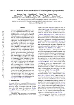 MolTC: Towards Molecular Relational Modeling In Language Models