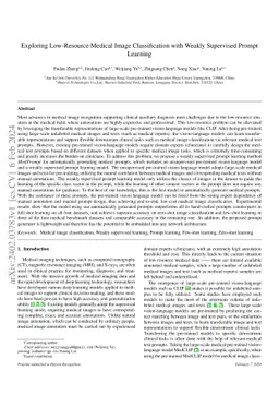 Exploring Low-Resource Medical Image Classification with Weakly
  Supervised Prompt Learning