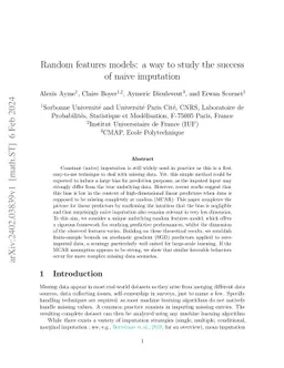 Random features models: a way to study the success of naive imputation
