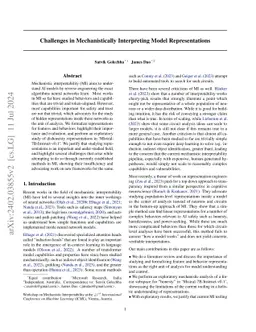 Challenges in Mechanistically Interpreting Model Representations