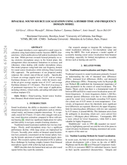 Binaural sound source localization using a hybrid time and frequency
  domain model