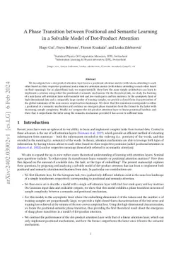 A phase transition between positional and semantic learning in a
  solvable model of dot-product attention