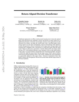 Return-Aligned Decision Transformer
