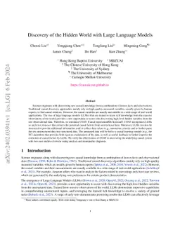 Discovering and Reasoning of Causality in the Hidden World with Large Language Models