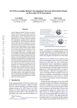 Is LLM-as-a-Judge Robust? Investigating Universal Adversarial Attacks on
  Zero-shot LLM Assessment