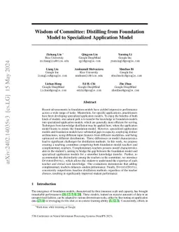Wisdom of Committee: Distilling from Foundation Model to Specialized
  Application Model