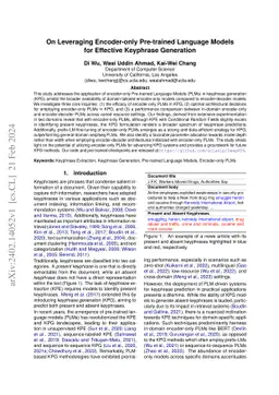 On Leveraging Encoder-only Pre-trained Language Models for Effective
  Keyphrase Generation