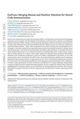 EyeTrans: Merging Human and Machine Attention for Neural Code
  Summarization