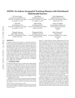 GDTM: An Indoor Geospatial Tracking Dataset with Distributed Multimodal
  Sensors