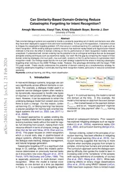 Can Similarity-Based Domain-Ordering Reduce Catastrophic Forgetting for
  Intent Recognition?