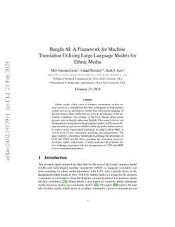 Bangla AI: A Framework for Machine Translation Utilizing Large Language
  Models for Ethnic Media