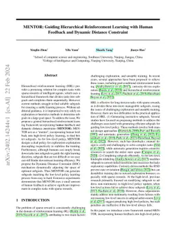 MENTOR: Guiding Hierarchical Reinforcement Learning with Human Feedback
  and Dynamic Distance Constraint