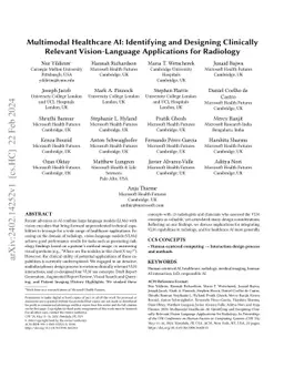 Multimodal Healthcare AI: Identifying and Designing Clinically Relevant
  Vision-Language Applications for Radiology