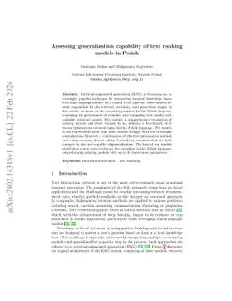 Assessing generalization capability of text ranking models in Polish