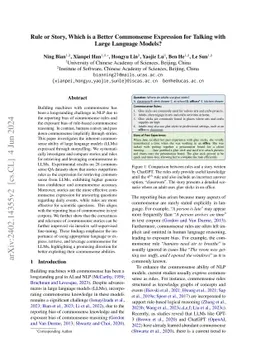 Rule or Story, Which is a Better Commonsense Expression for Talking with
  Large Language Models?
