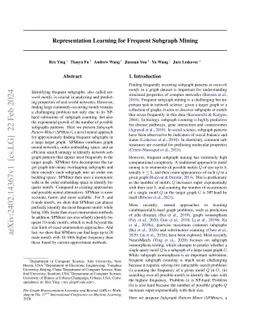Representation Learning for Frequent Subgraph Mining