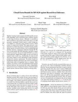 Closed-Form Bounds for DP-SGD against Record-level Inference