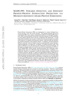 MAPE-PPI: Towards Effective and Efficient Protein-Protein Interaction
  Prediction via Microenvironment-Aware Protein Embedding