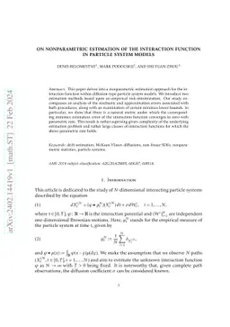 On nonparametric estimation of the interaction function in particle
  system models