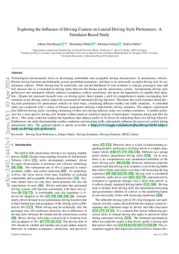Exploring the Influence of Driving Context on Lateral Driving Style
  Preferences: A Simulator-Based Study