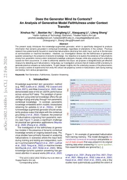 Does the Generator Mind its Contexts? An Analysis of Generative Model
  Faithfulness under Context Transfer