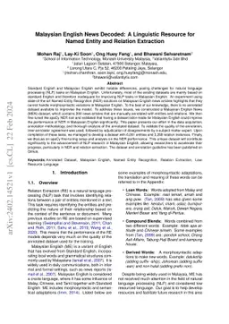 Malaysian English News Decoded: A Linguistic Resource for Named Entity
  and Relation Extraction