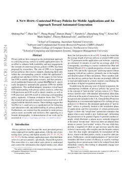 {A New Hope}: Contextual Privacy Policies for Mobile Applications and An
  Approach Toward Automated Generation