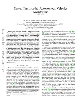 Savvy: Trustworthy Autonomous Vehicles Architecture