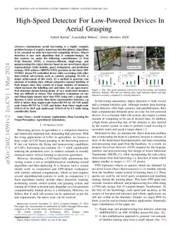 High-Speed Detector For Low-Powered Devices In Aerial Grasping