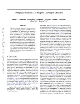 Bringing Generative AI to Adaptive Learning in Education