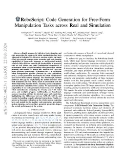 RoboScript: Code Generation for Free-Form Manipulation Tasks across Real
  and Simulation