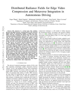 Distributed Radiance Fields for Edge Video Compression and Metaverse
  Integration in Autonomous Driving