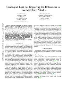 Quadruplet Loss For Improving the Robustness to Face Morphing Attacks