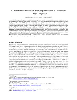 A Transformer Model for Boundary Detection in Continuous Sign Language