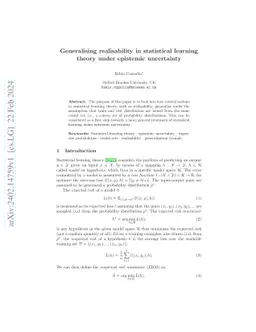 Generalising realisability in statistical learning theory under
  epistemic uncertainty