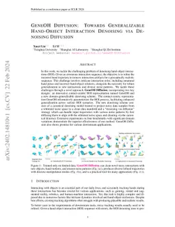 GeneOH Diffusion: Towards Generalizable Hand-Object Interaction
  Denoising via Denoising Diffusion