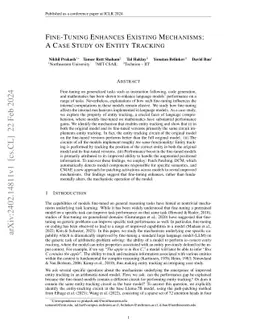 Fine-Tuning Enhances Existing Mechanisms: A Case Study on Entity
  Tracking