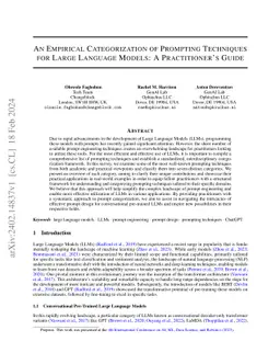 An Empirical Categorization of Prompting Techniques for Large Language
  Models: A Practitioner's Guide