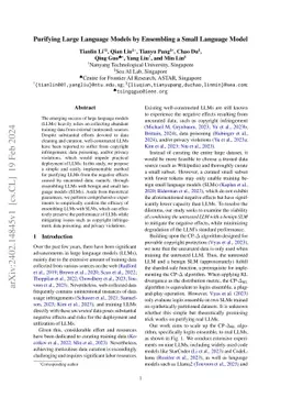 Purifying Large Language Models by Ensembling a Small Language Model