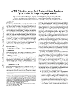 APTQ: Attention-aware Post-Training Mixed-Precision Quantization for
  Large Language Models