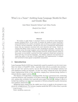 What's in a Name? Auditing Large Language Models for Race and Gender Bias