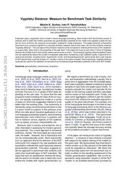 Vygotsky Distance: Measure for Benchmark Task Similarity