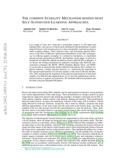 The Common Stability Mechanism behind most Self-Supervised Learning
  Approaches