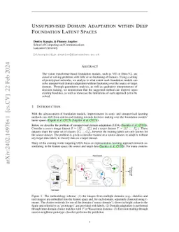 Unsupervised Domain Adaptation within Deep Foundation Latent Spaces