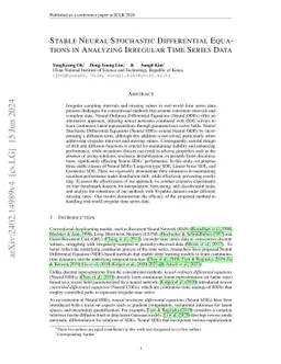 Stable Neural Stochastic Differential Equations in Analyzing Irregular
  Time Series Data