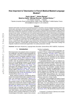 How Important Is Tokenization in French Medical Masked Language Models?