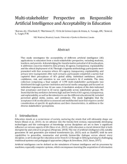 Multi-stakeholder Perspective on Responsible Artificial Intelligence and
  Acceptability in Education