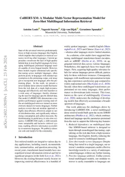 ColBERT-XM: A Modular Multi-Vector Representation Model for Zero-Shot
  Multilingual Information Retrieval
